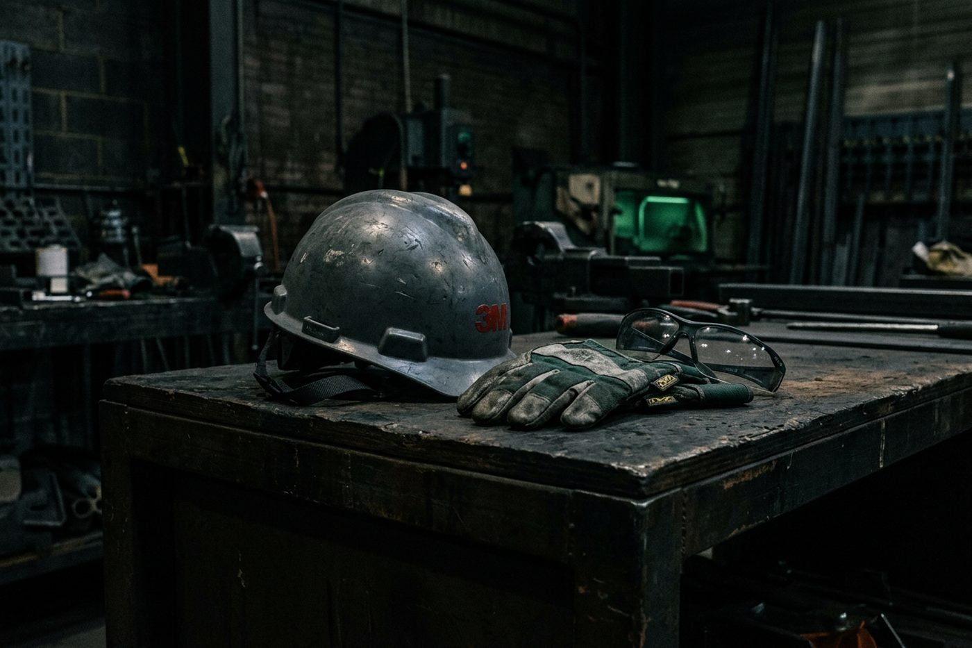 Persoonlijke beschermingsmiddelen: helm, handschoenen en veiligheidsbril
